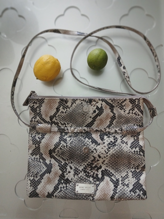 Nine West Handbags - Nine West Neutral Snake-Print Crossbody Bag